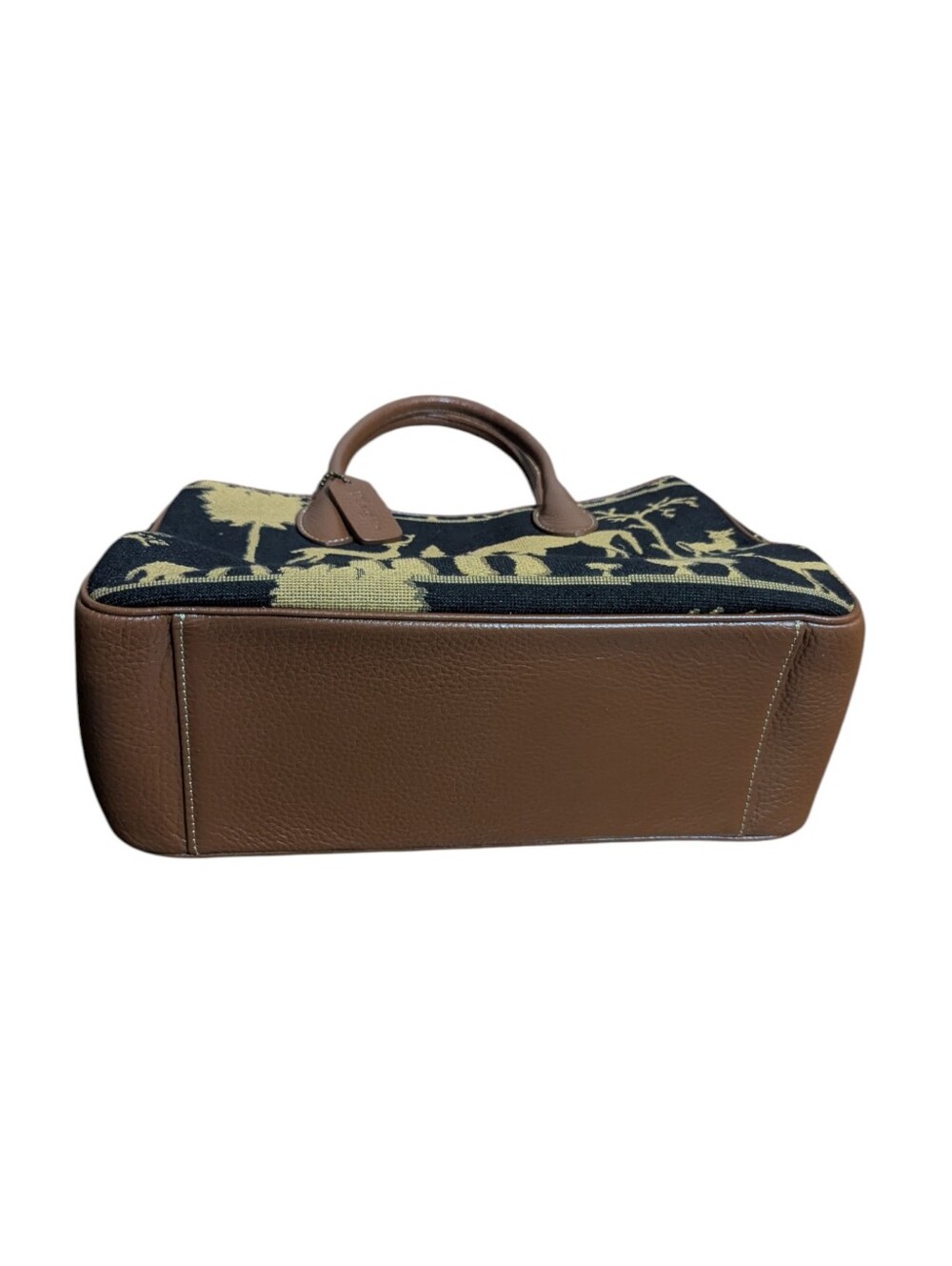 J McLaughlin Brown & Black Elephant Pattern Safarib Tapestry Tote Satchel Bag - Picture 5 of 11